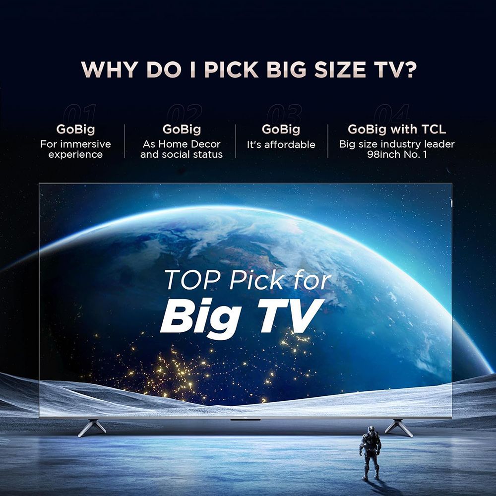 TCL C755 248.9 cm (98 inch) QD Mini LED 4K Ultra HD Smart Google TV with Dolby Vision and Dolby Atmos (2023 model)