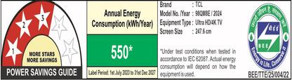TCL C755 248.9 cm (98 inch) QD Mini LED 4K Ultra HD Smart Google TV with Dolby Vision and Dolby Atmos (2023 model)