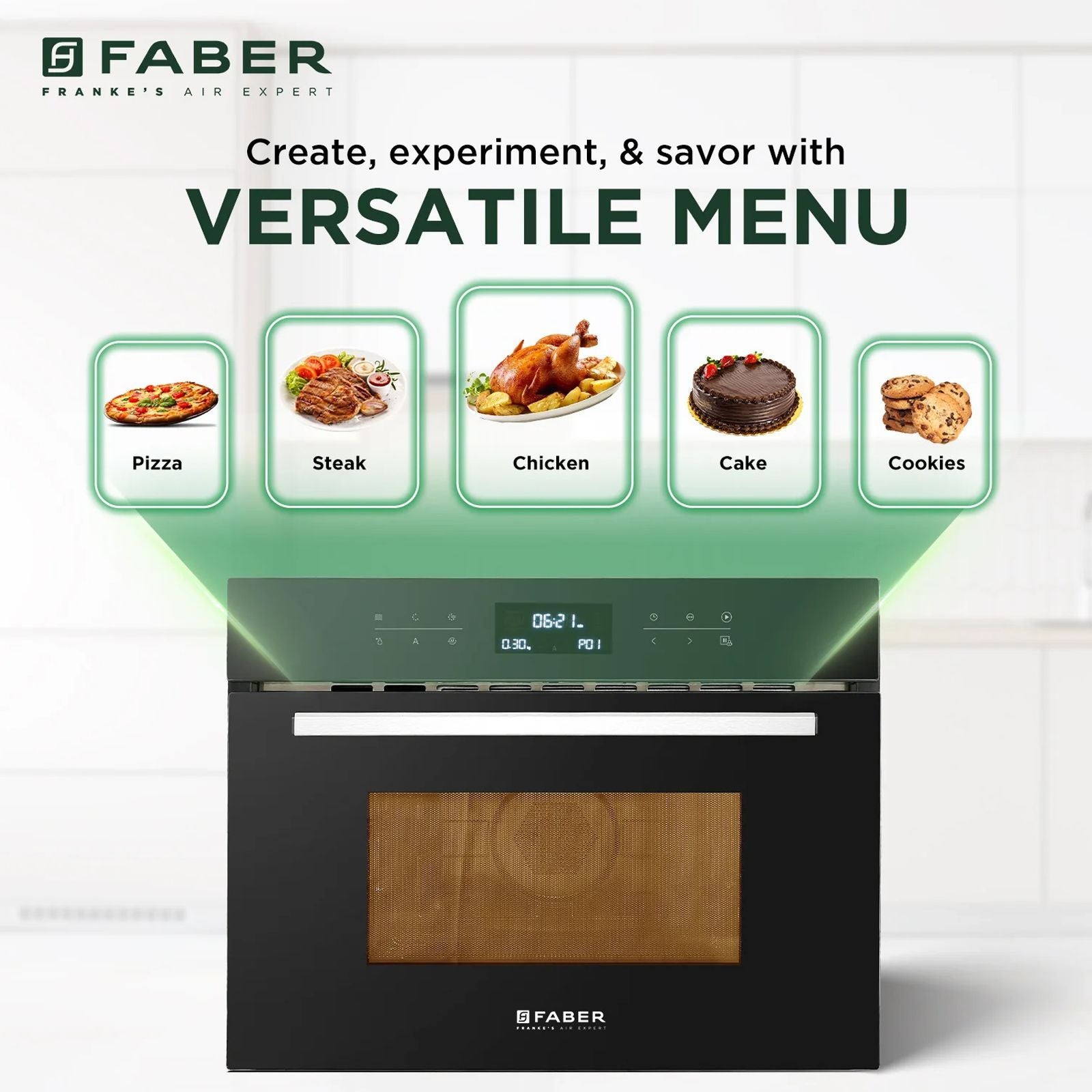 FABER FBIMWO 44L 60cm Built-in Microwave with 13 Autocook Menu (131.0617.250, Black)