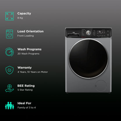 IFB 8 kg 5 Star Inverter Fully Automatic Front Load Washing Machine (Senator Plus MSC 8014, Eco Inverter Motor, Metallic Silver)
