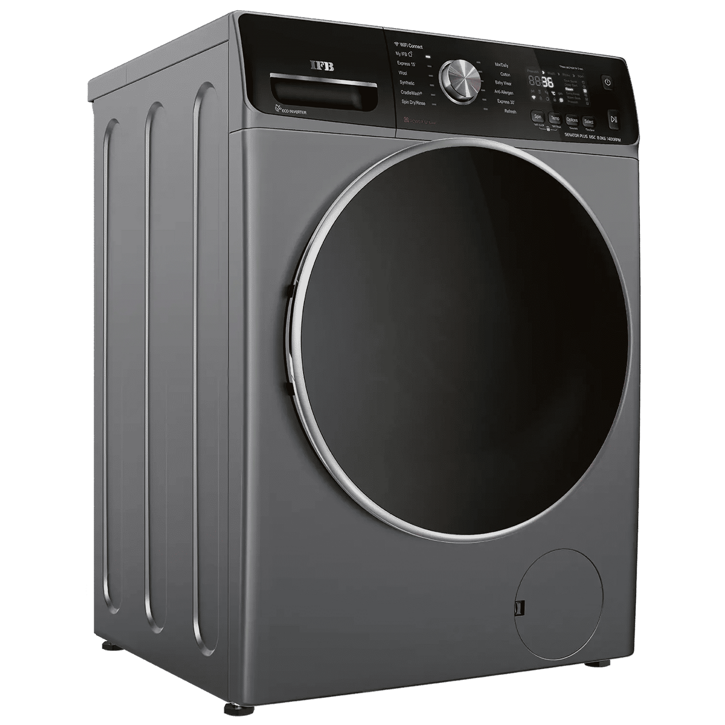 IFB 8 kg 5 Star Inverter Fully Automatic Front Load Washing Machine (Senator Plus MSC 8014, Eco Inverter Motor, Metallic Silver)