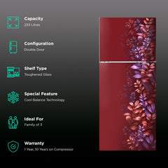 Godrej Eon Alpha 233 Litres 2 Star Frost Free Double Door Refrigerator with Cool Balance Technology (RT EONALPHA 270B RI, Aria Wine)