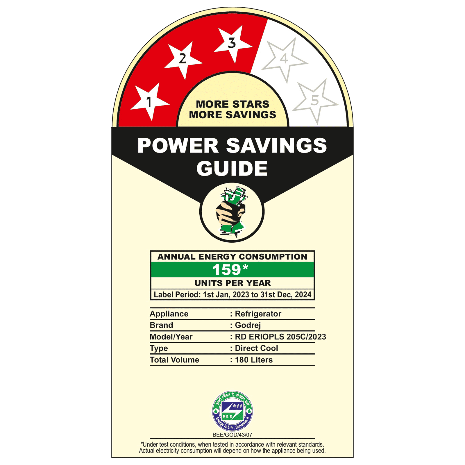 Godrej RD ERIOPLS 183 Litres 3 Star Direct Cool Single Door Refrigerator with Advanced Capillary Technology (RD ERIOPLS 205C, Steel Glow)