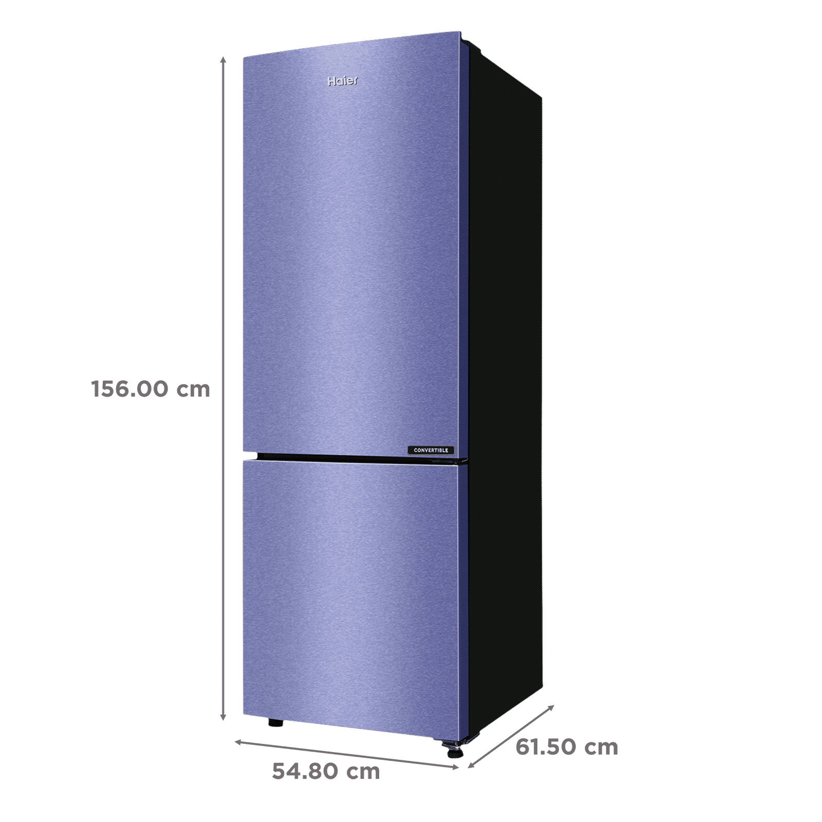 Haier 237 Litres 2 Star Frost Free Double Door Bottom Mount Convertible Refrigerator with Turbo Icing (HRB-2872BSI-P, Storm Inox)