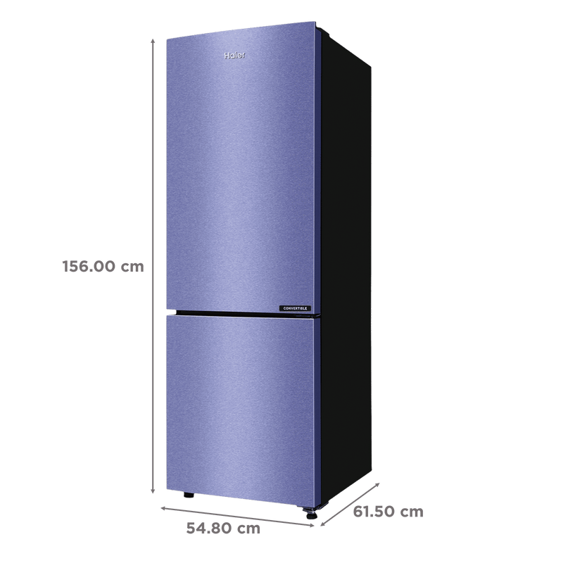 Haier 237 Litres 2 Star Frost Free Double Door Bottom Mount Convertible Refrigerator with Turbo Icing (HRB-2872BSI-P, Storm Inox)