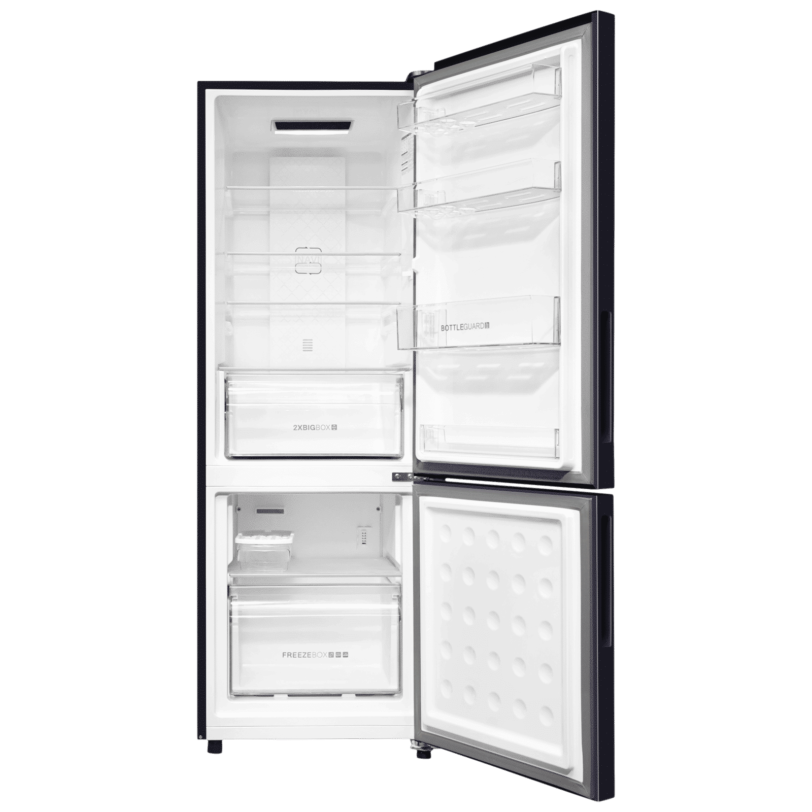 Haier 237 Litres 2 Star Frost Free Double Door Bottom Mount Convertible Refrigerator with Turbo Icing (HRB-2872BSI-P, Storm Inox)