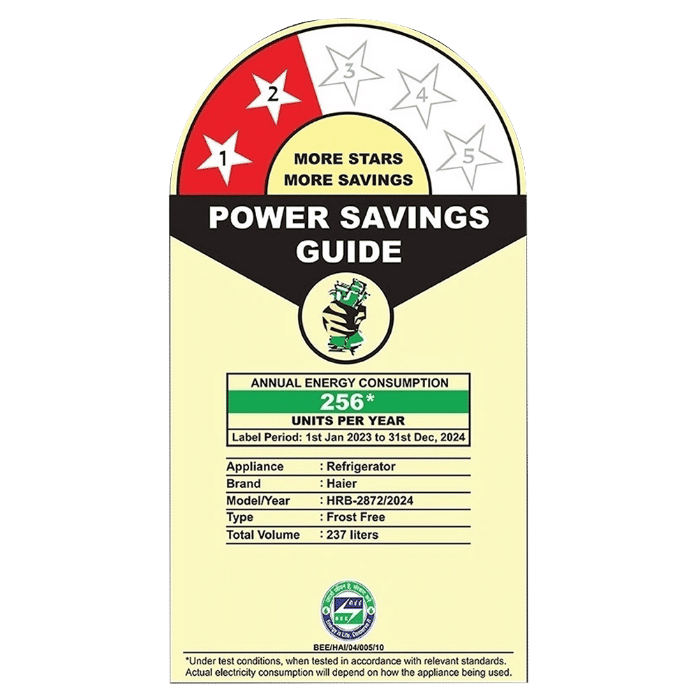 Haier 237 Litres 2 Star Frost Free Double Door Bottom Mount Convertible Refrigerator with Turbo Icing (HRB-2872BSI-P, Storm Inox)