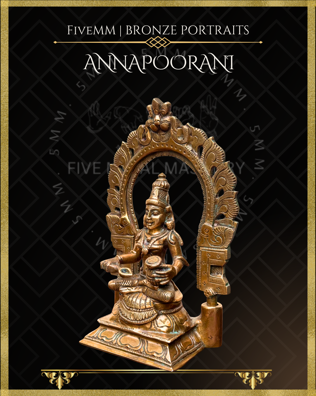 Annapoorani / Annapurna Panchaloha Bronze Icon - 7" with arch
