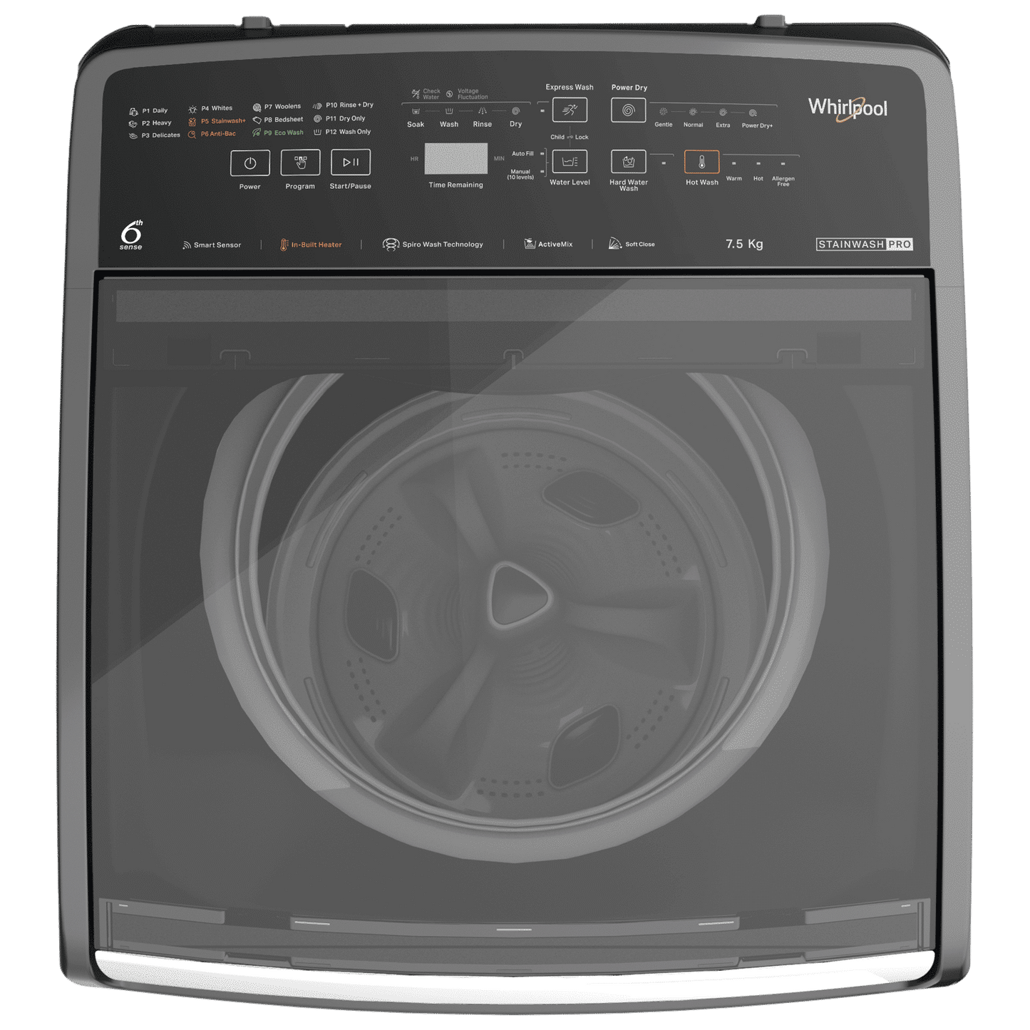 Whirlpool 7.5 kg 5 Star Fully Automatic Top Load Washing Machine (StainWash Pro, 31631, In-built Heater, Grey)