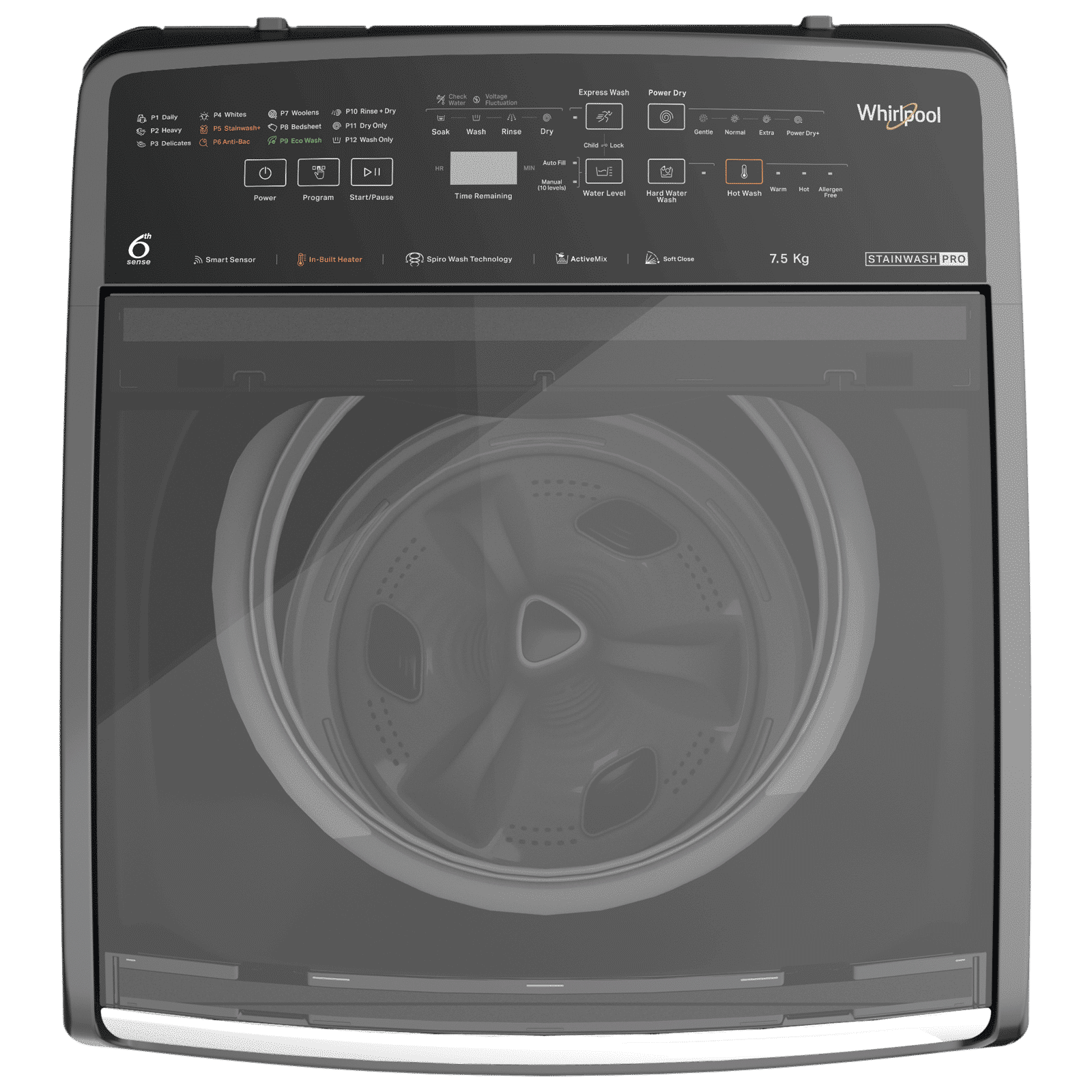 Whirlpool 7.5 kg 5 Star Fully Automatic Top Load Washing Machine (StainWash Pro, 31631, In-built Heater, Grey)