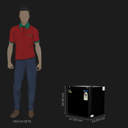 Blue Star Mini Bar 47 Litres 2 Star Direct Cool Single Door Refrigerator with Temperature Control Dial (MR60-GB, Black)