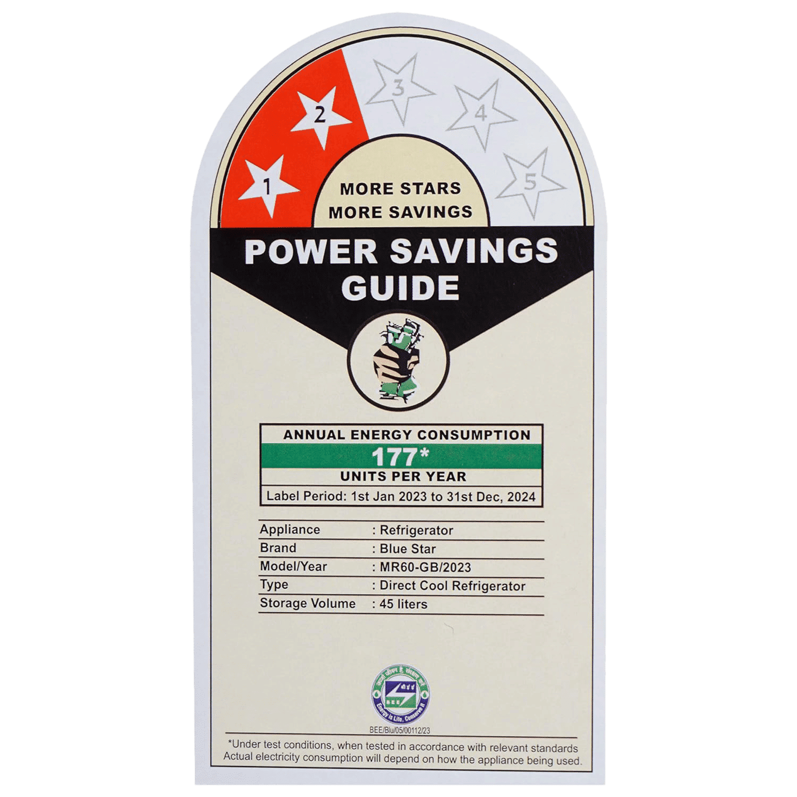 Blue Star Mini Bar 47 Litres 2 Star Direct Cool Single Door Refrigerator with Temperature Control Dial (MR60-GB, Black)