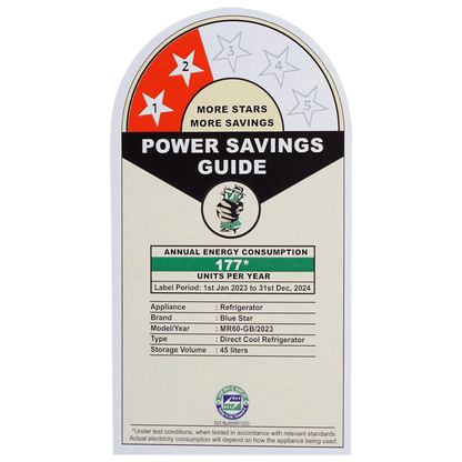 Blue Star Mini Bar 47 Litres 2 Star Direct Cool Single Door Refrigerator with Temperature Control Dial (MR60-GB, Black)