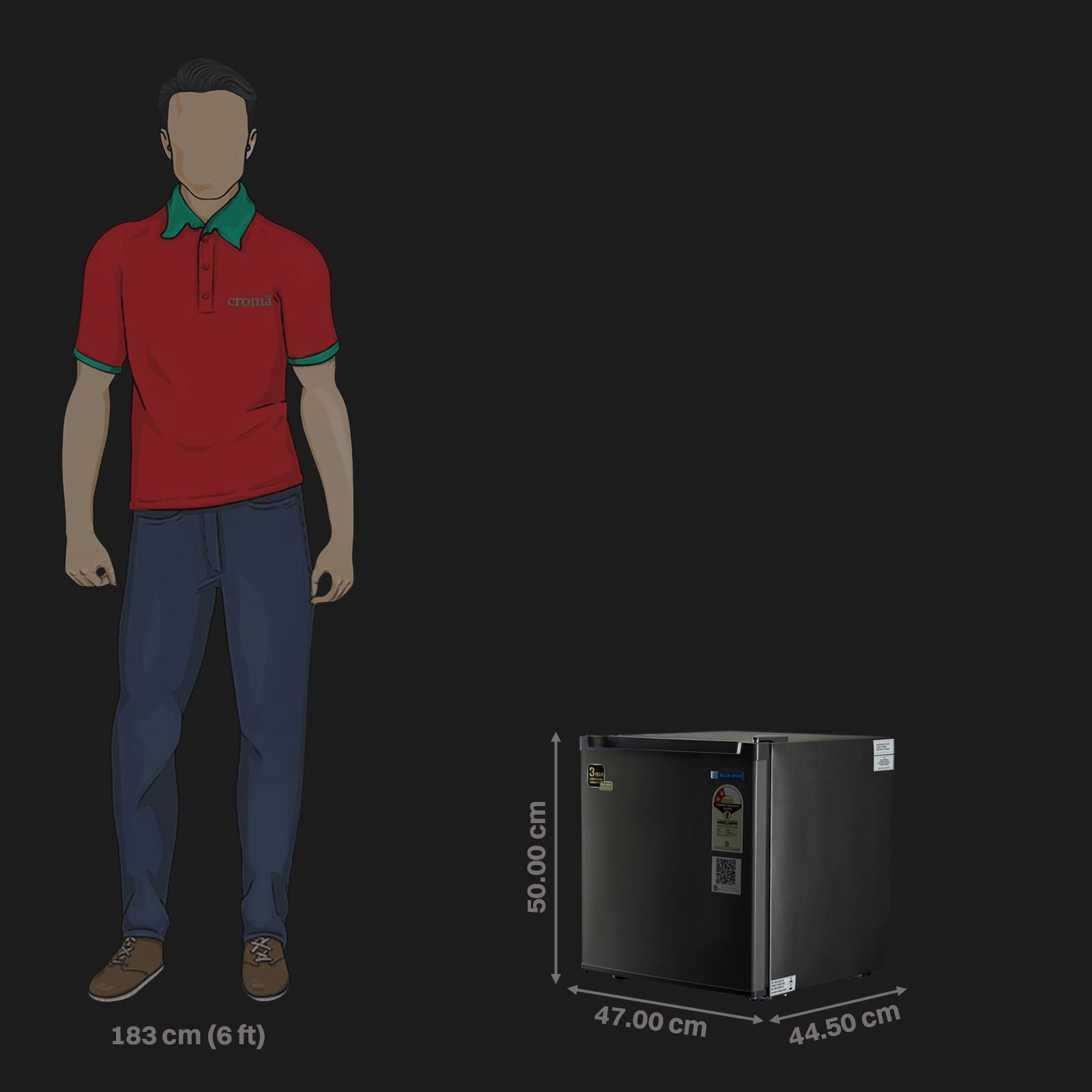 Blue Star Mini Bar 47 Litres 2 Star Direct Cool Single Door Refrigerator with Temperature Control Dial (MR60-GG, Grey)