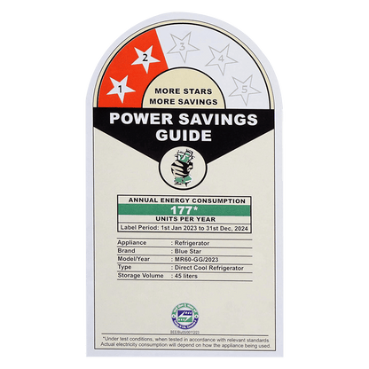 Blue Star Mini Bar 47 Litres 2 Star Direct Cool Single Door Refrigerator with Temperature Control Dial (MR60-GG, Grey)