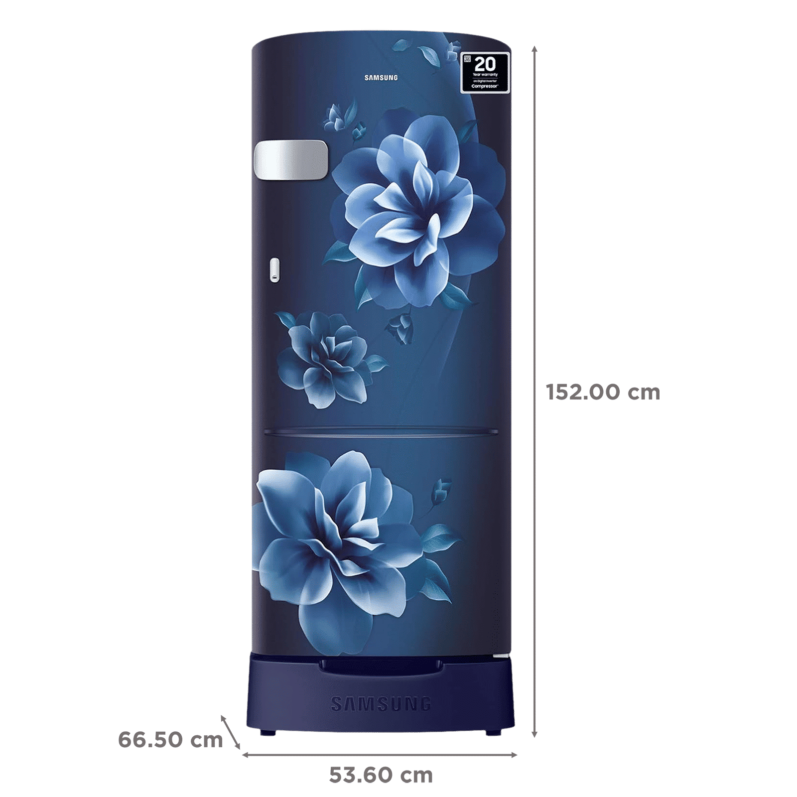 SAMSUNG Stylish Grande 223 Litres3 Star Direct Cool Single Door Refrigerator with Anti Bacterial Gasket (RR24D2Z23CU/NL, Camellia Blue)