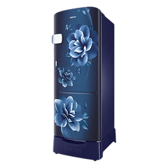 SAMSUNG Stylish Grande 223 Litres3 Star Direct Cool Single Door Refrigerator with Anti Bacterial Gasket (RR24D2Z23CU/NL, Camellia Blue)