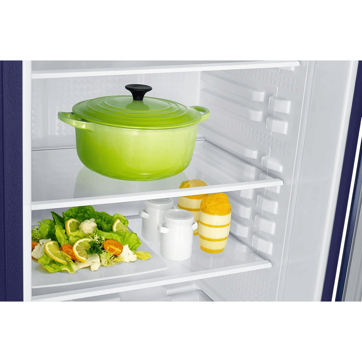 SAMSUNG Stylish Grande 223 Litres3 Star Direct Cool Single Door Refrigerator with Anti Bacterial Gasket (RR24D2Z23CU/NL, Camellia Blue)