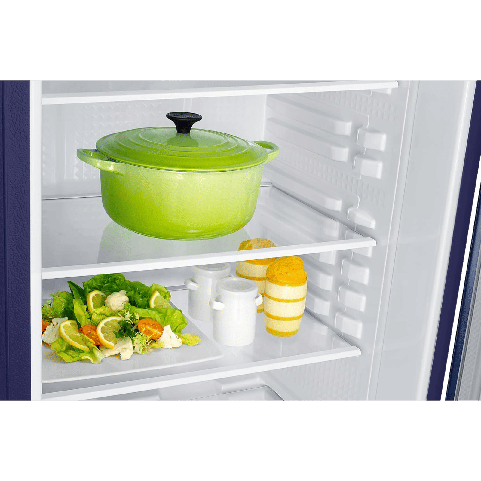 SAMSUNG Stylish Grande 223 Litres3 Star Direct Cool Single Door Refrigerator with Anti Bacterial Gasket (RR24D2Z23CU/NL, Camellia Blue)