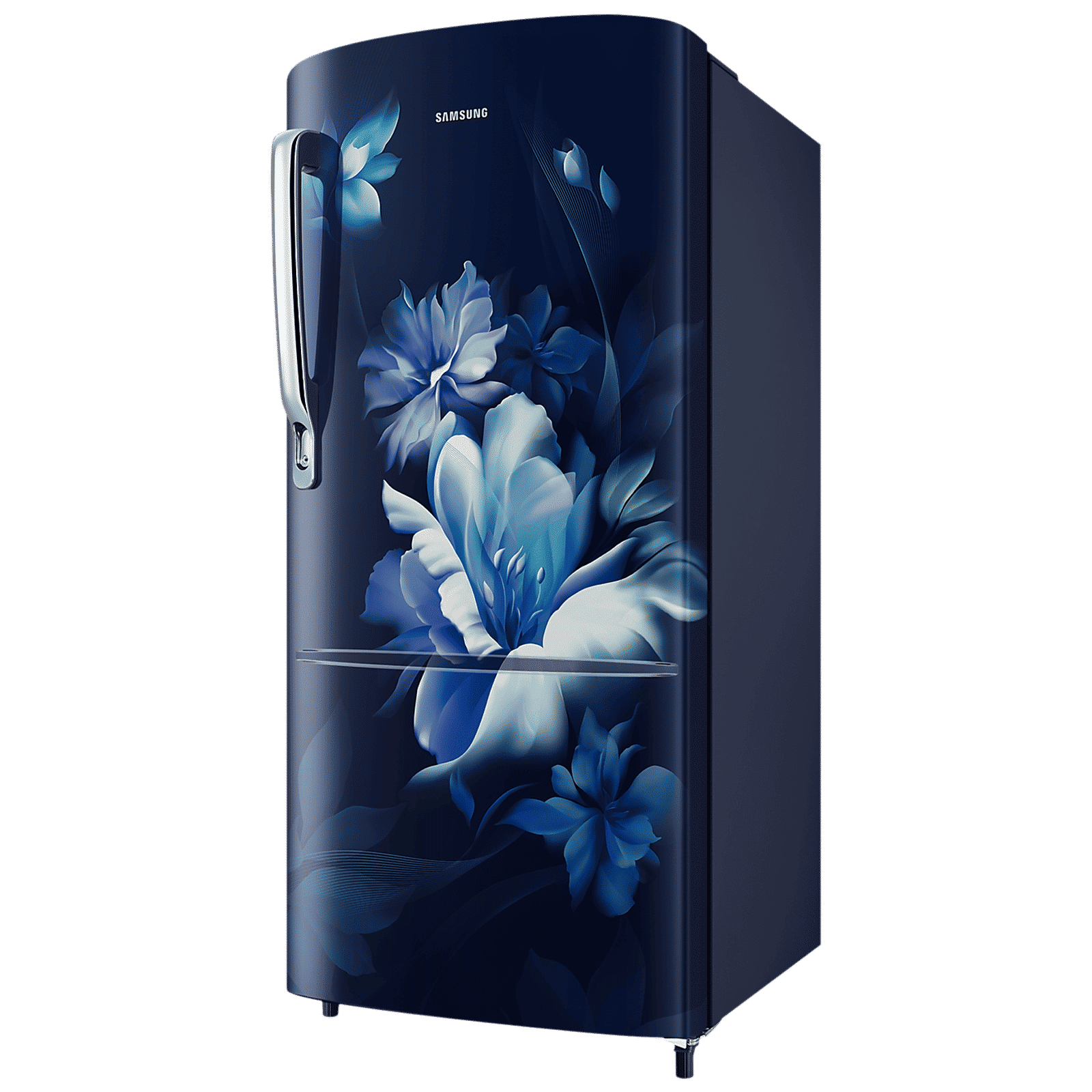 SAMSUNG Stylish Grande 183 Litres 5 Star Direct Cool Single Door Refrigerator with Anti Bacterial Gasket (RR20D2725UZ/NL, Midnight Blossom Blue)