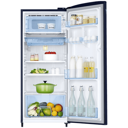 SAMSUNG Stylish Grande 183 Litres 5 Star Direct Cool Single Door Refrigerator with Anti Bacterial Gasket (RR20D2725UZ/NL, Midnight Blossom Blue)