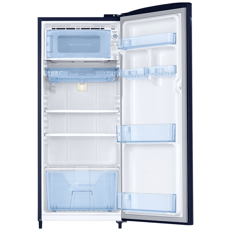 SAMSUNG Stylish Grande 183 Litres 5 Star Direct Cool Single Door Refrigerator with Anti Bacterial Gasket (RR20D2725UZ/NL, Midnight Blossom Blue)