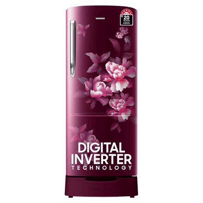 SAMSUNG Stylish Grande 183 Litres 5 Star Direct Cool Single Door Refrigerator with Anti Bacterial Gasket (RR20D2825HN/NL, Himalaya Poppy Red)