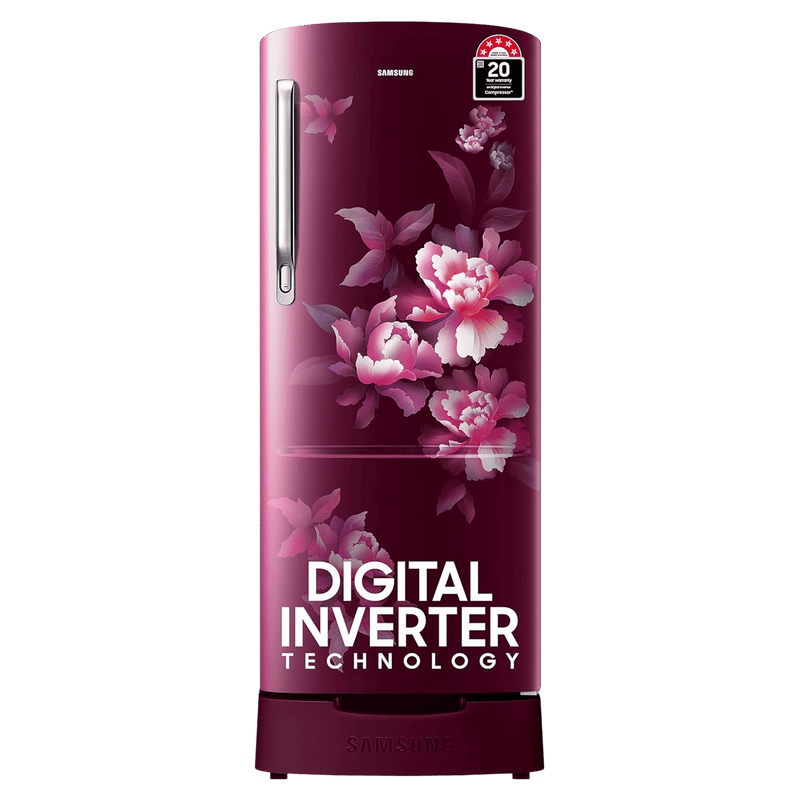 SAMSUNG Stylish Grande 183 Litres 5 Star Direct Cool Single Door Refrigerator with Anti Bacterial Gasket (RR20D2825HN/NL, Himalaya Poppy Red)