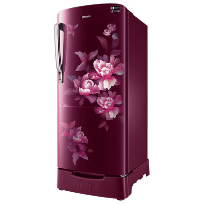 SAMSUNG Stylish Grande 183 Litres 5 Star Direct Cool Single Door Refrigerator with Anti Bacterial Gasket (RR20D2825HN/NL, Himalaya Poppy Red)