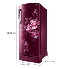 SAMSUNG Stylish Grande 183 Litres 5 Star Direct Cool Single Door Refrigerator with Anti Bacterial Gasket (RR20D2825HN/NL, Himalaya Poppy Red)