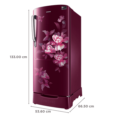 SAMSUNG Stylish Grande 183 Litres 5 Star Direct Cool Single Door Refrigerator with Anti Bacterial Gasket (RR20D2825HN/NL, Himalaya Poppy Red)