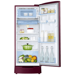 SAMSUNG Stylish Grande 183 Litres 5 Star Direct Cool Single Door Refrigerator with Anti Bacterial Gasket (RR20D2825HN/NL, Himalaya Poppy Red)