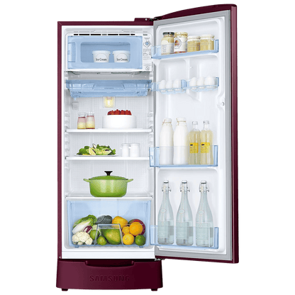 SAMSUNG Stylish Grande 183 Litres 5 Star Direct Cool Single Door Refrigerator with Anti Bacterial Gasket (RR20D2825HN/NL, Himalaya Poppy Red)