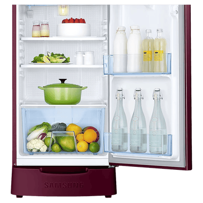 SAMSUNG Stylish Grande 183 Litres 5 Star Direct Cool Single Door Refrigerator with Anti Bacterial Gasket (RR20D2825HN/NL, Himalaya Poppy Red)