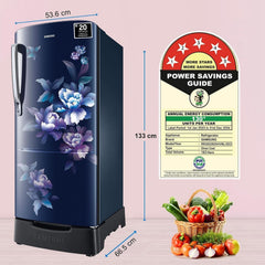 SAMSUNG Stylish Grande 183 Litres 5 Star Direct Cool Single Door Refrigerator with Anti Bacterial Gasket (RR20D2825HV/NL, Blue Arctic)