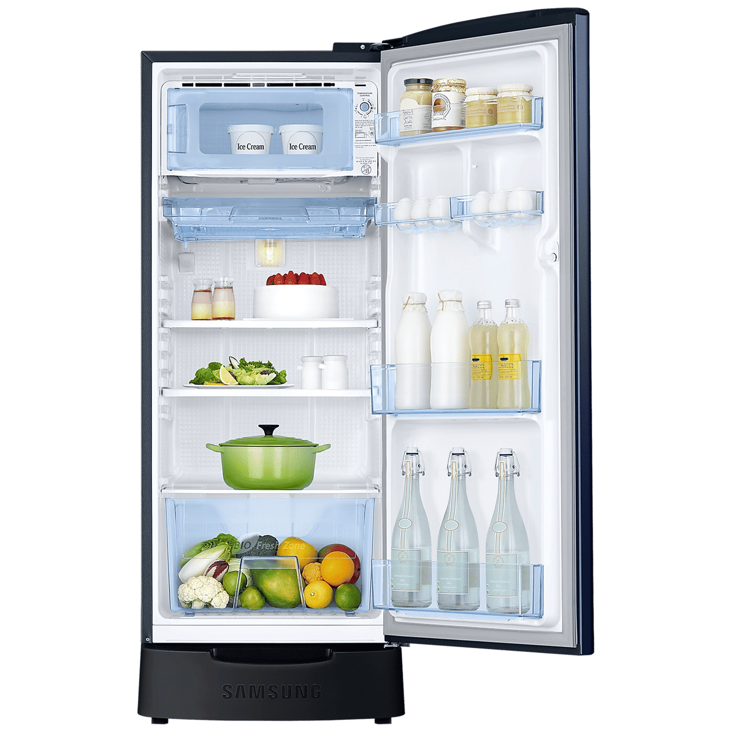 SAMSUNG Stylish Grande 183 Litres 5 Star Direct Cool Single Door Refrigerator with Anti Bacterial Gasket (RR20D2825HV/NL, Blue Arctic)