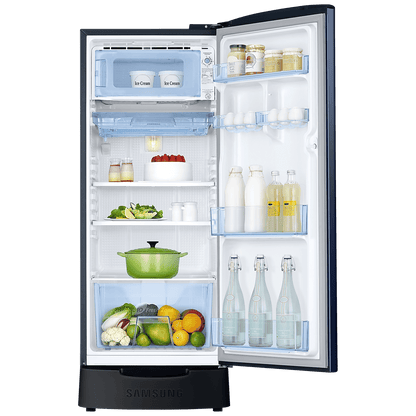 SAMSUNG Stylish Grande 183 Litres 5 Star Direct Cool Single Door Refrigerator with Anti Bacterial Gasket (RR20D2825HV/NL, Blue Arctic)