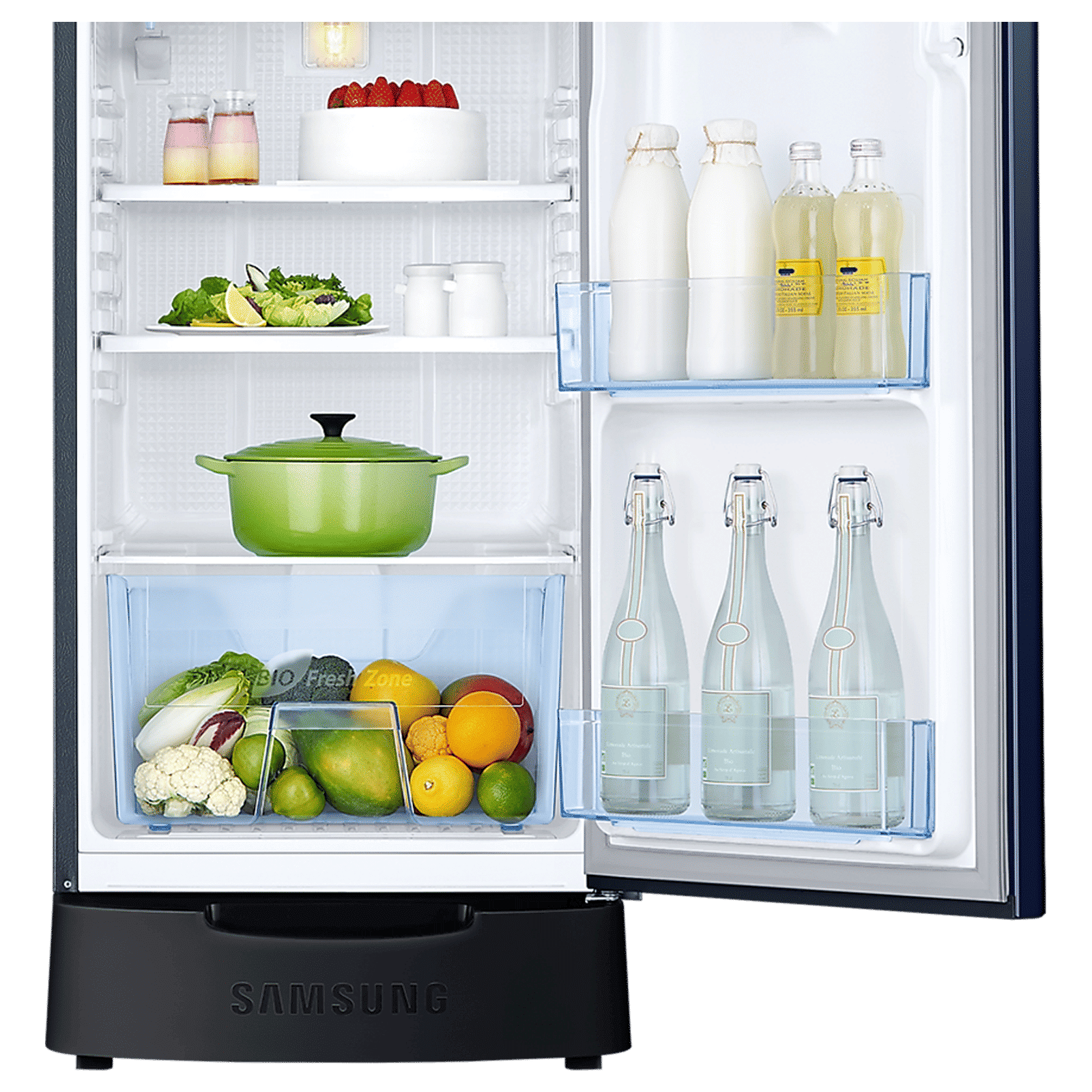 SAMSUNG Stylish Grande 183 Litres 5 Star Direct Cool Single Door Refrigerator with Anti Bacterial Gasket (RR20D2825HV/NL, Blue Arctic)