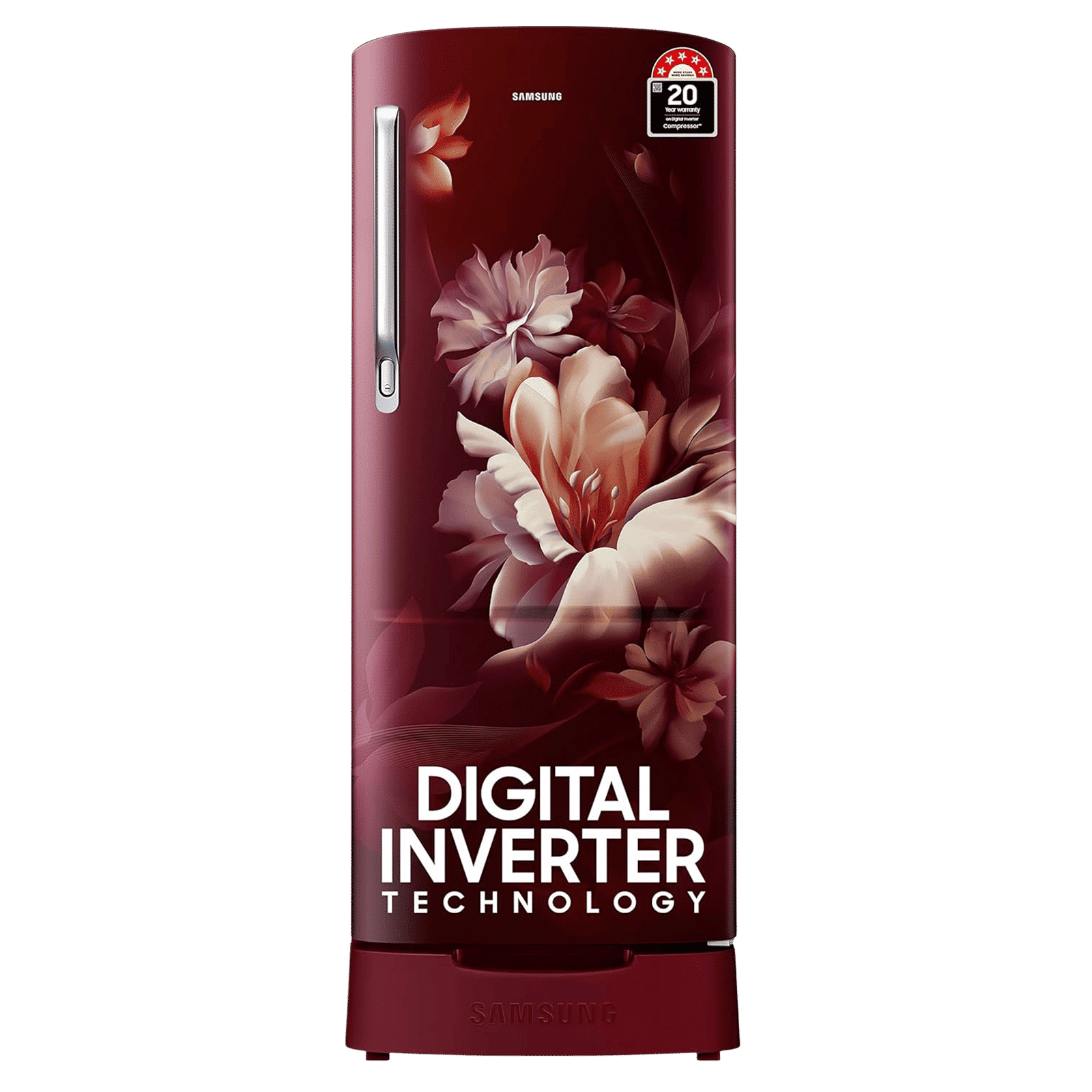 SAMSUNG Stylish Grande 183 Litres 5 Star Direct Cool Single Door Refrigerator with Anti Bacterial Gasket (RR20D2825RZ/NL, Burgundy Red)