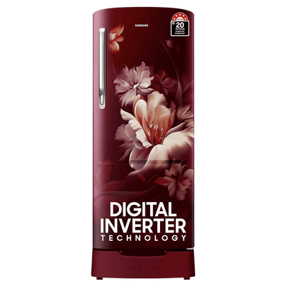 SAMSUNG Stylish Grande 183 Litres 5 Star Direct Cool Single Door Refrigerator with Anti Bacterial Gasket (RR20D2825RZ/NL, Burgundy Red)