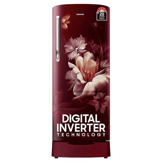 SAMSUNG Stylish Grande 183 Litres 5 Star Direct Cool Single Door Refrigerator with Anti Bacterial Gasket (RR20D2825RZ/NL, Burgundy Red)