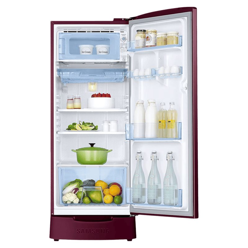 SAMSUNG Stylish Grande 183 Litres 5 Star Direct Cool Single Door Refrigerator with Anti Bacterial Gasket (RR20D2825RZ/NL, Burgundy Red)