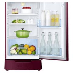 SAMSUNG Stylish Grande 183 Litres 5 Star Direct Cool Single Door Refrigerator with Anti Bacterial Gasket (RR20D2825RZ/NL, Burgundy Red)