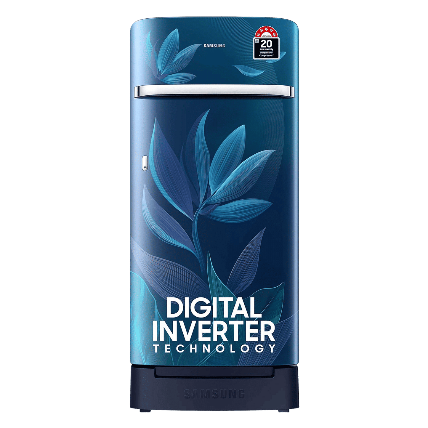 SAMSUNG Horizontal Curve 189 Litres 5 Star Direct Cool Single Door Refrigerator with Anti Bacterial Gasket (RR21D2H259U/HL, Paradise Bloom Blue)