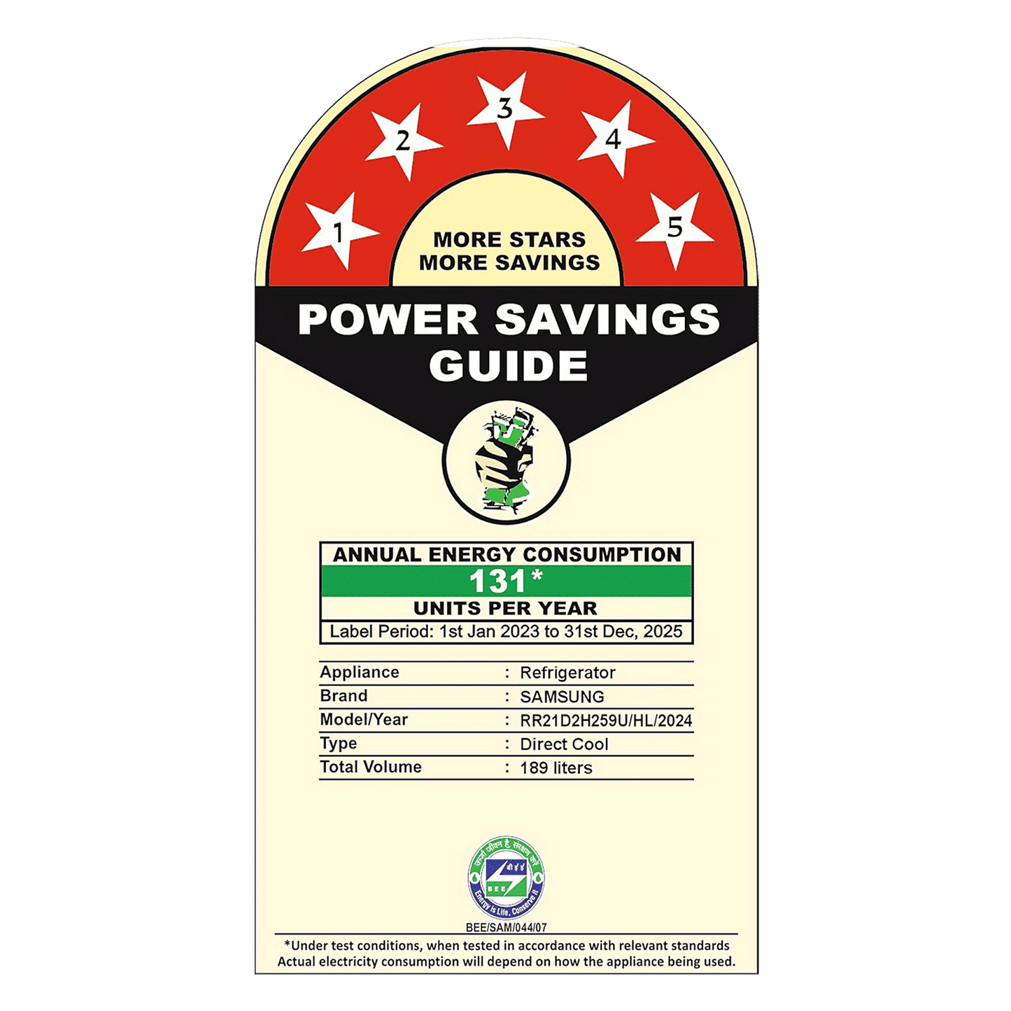 SAMSUNG Horizontal Curve 189 Litres 5 Star Direct Cool Single Door Refrigerator with Anti Bacterial Gasket (RR21D2H259U/HL, Paradise Bloom Blue)