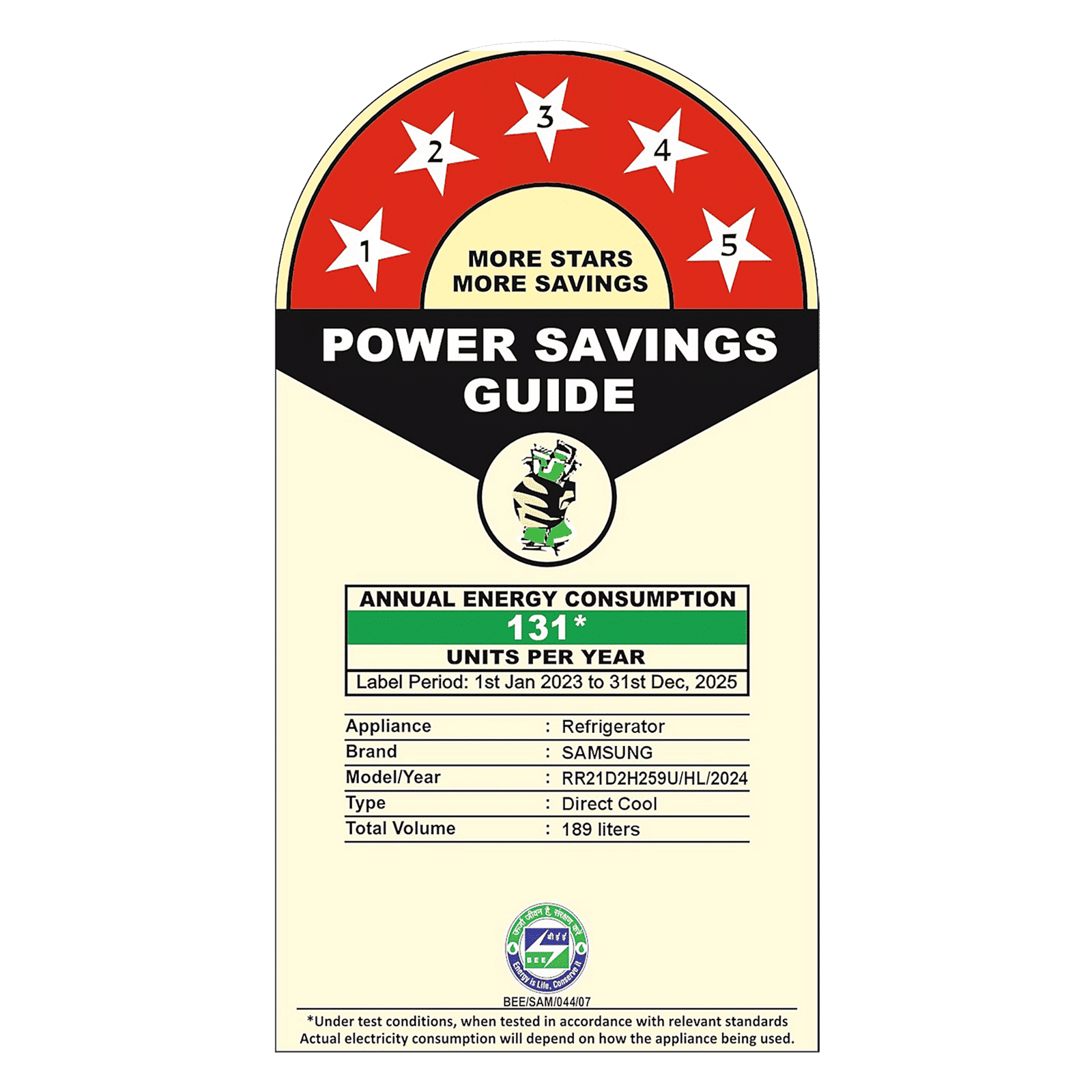 SAMSUNG Horizontal Curve 189 Litres 5 Star Direct Cool Single Door Refrigerator with Anti Bacterial Gasket (RR21D2H259U/HL, Paradise Bloom Blue)