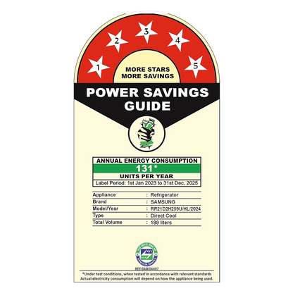 SAMSUNG Horizontal Curve 189 Litres 5 Star Direct Cool Single Door Refrigerator with Anti Bacterial Gasket (RR21D2H259U/HL, Paradise Bloom Blue)