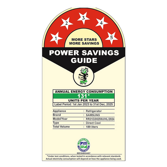 SAMSUNG Horizontal Curve 189 Litres 5 Star Direct Cool Single Door Refrigerator with Anti Bacterial Gasket (RR21D2H259U/HL, Paradise Bloom Blue)