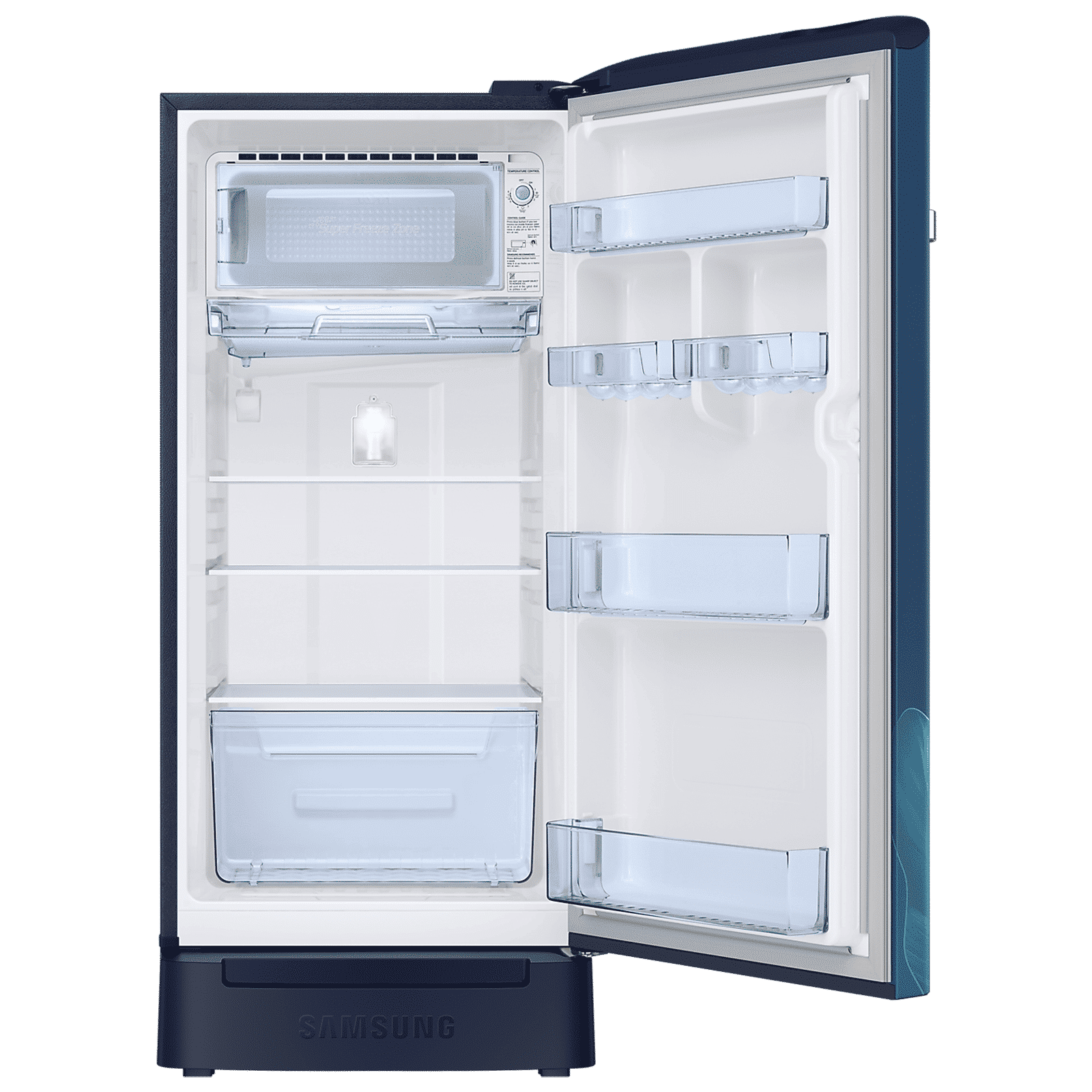 SAMSUNG Horizontal Curve 189 Litres 5 Star Direct Cool Single Door Refrigerator with Anti Bacterial Gasket (RR21D2H259U/HL, Paradise Bloom Blue)