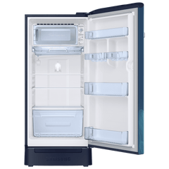 SAMSUNG Horizontal Curve 189 Litres 5 Star Direct Cool Single Door Refrigerator with Anti Bacterial Gasket (RR21D2H259U/HL, Paradise Bloom Blue)